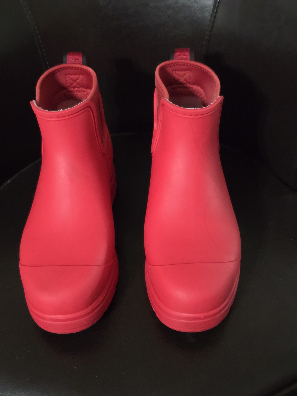 UGG Waterproof Red Chelsea Rain Boots Fur Lined Size 8 - Picture 7 of 13